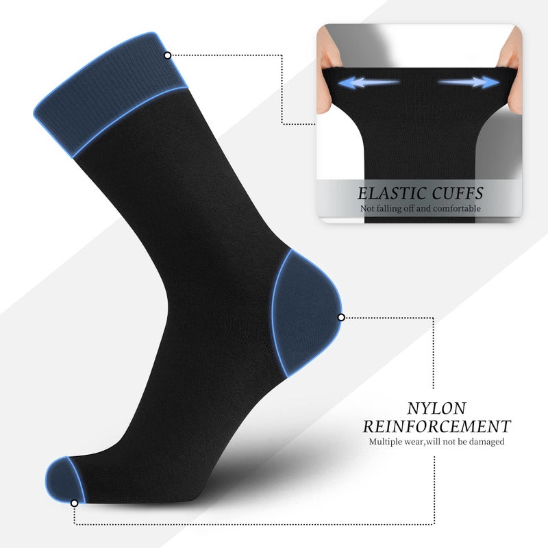 DarkCom Mens Dress Socks, Black Socks for Men, Seamless Cuff, Plain Colors, Classic Cotton Polyester Socks, Reinforced, Cozy 6 Pack 10-12 - Image 3